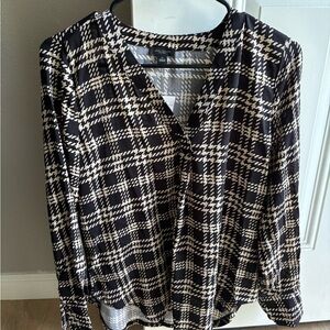 Ann Taylor Black and White Checkered Blouse